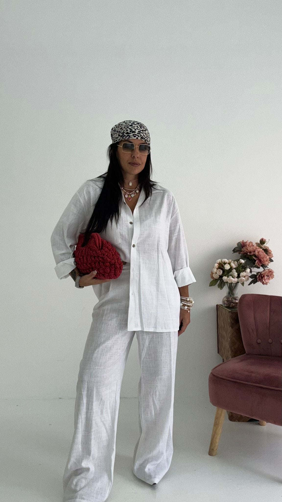 Pantaloni Wide Lino