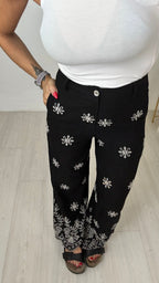 Pantaloni Ricamo Nero
