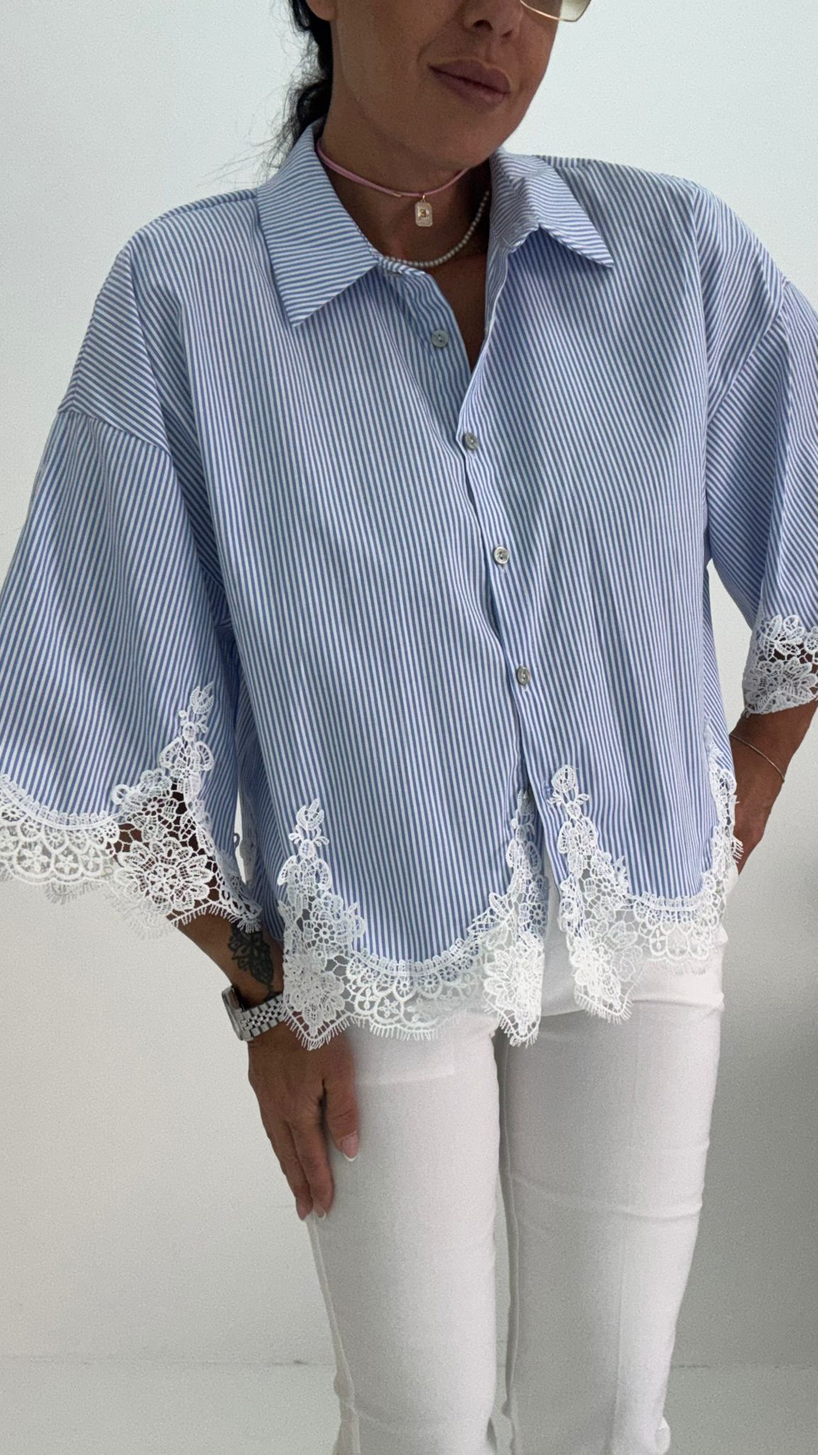 Camicia Righe PIzzo
