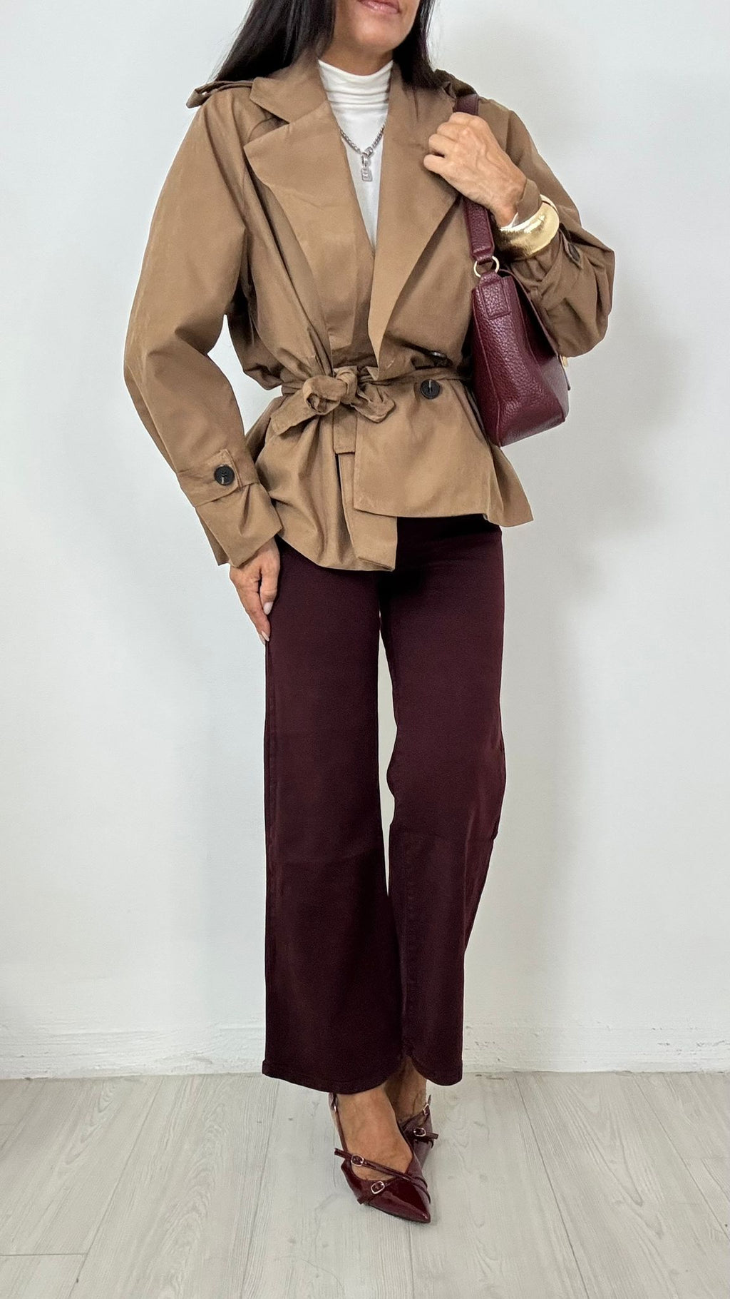 Denim Cropped Bordo