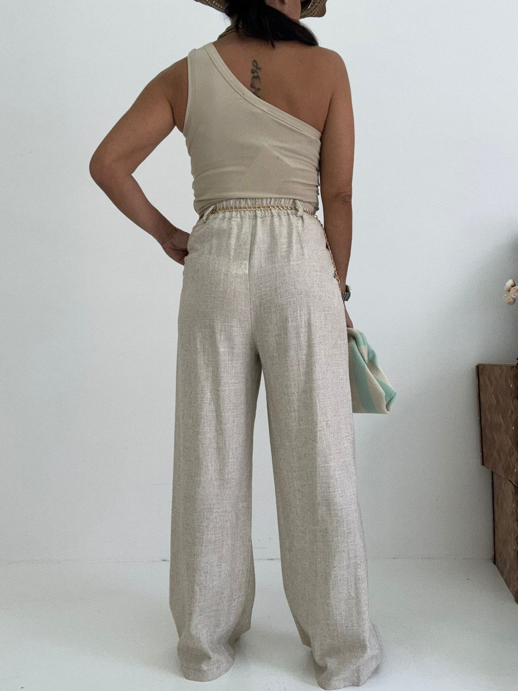 Pantaloni Wide Lino