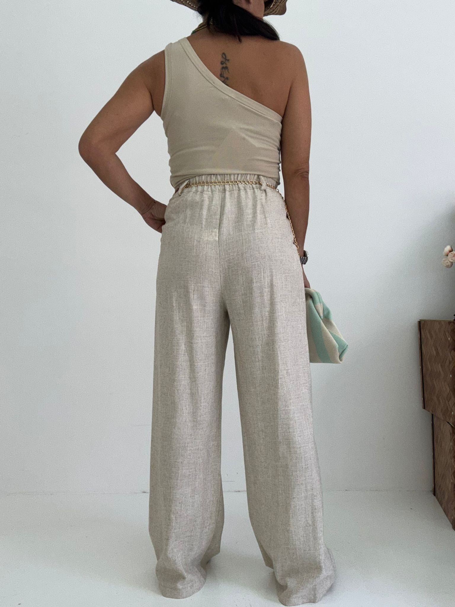 Pantaloni Wide Lino