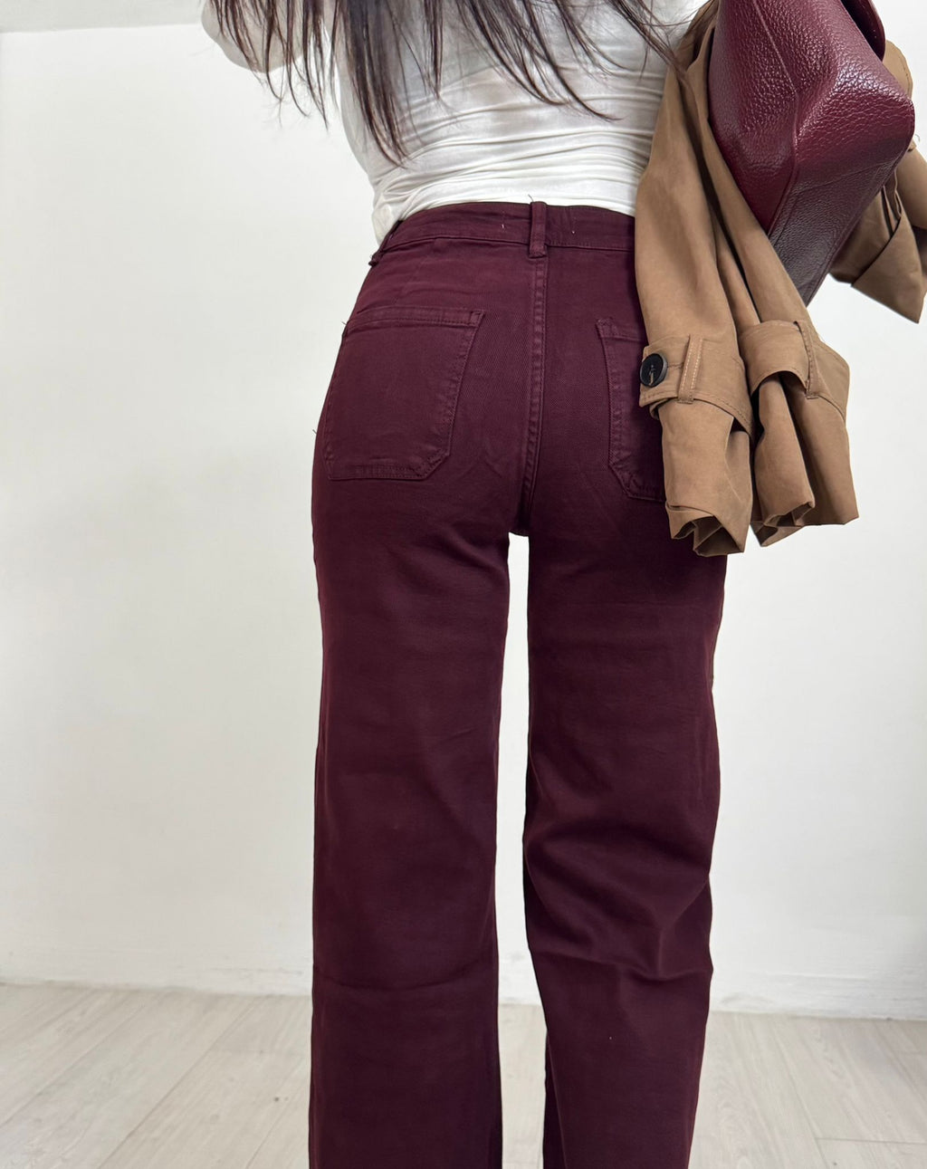 Denim Cropped Bordo