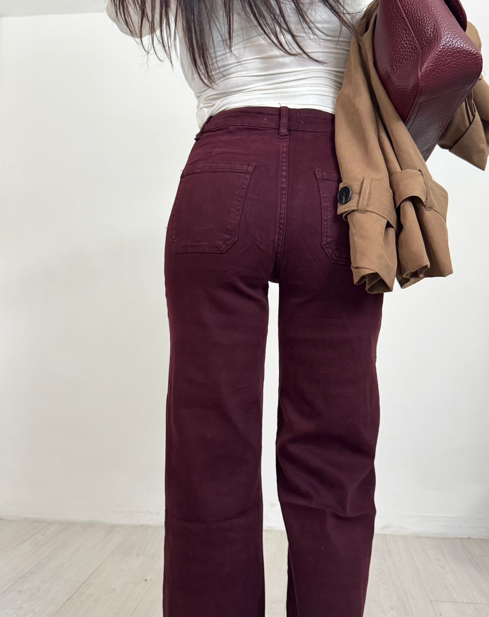 Denim Cropped Bordo