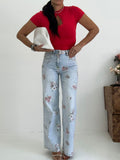 Denim Flower Red