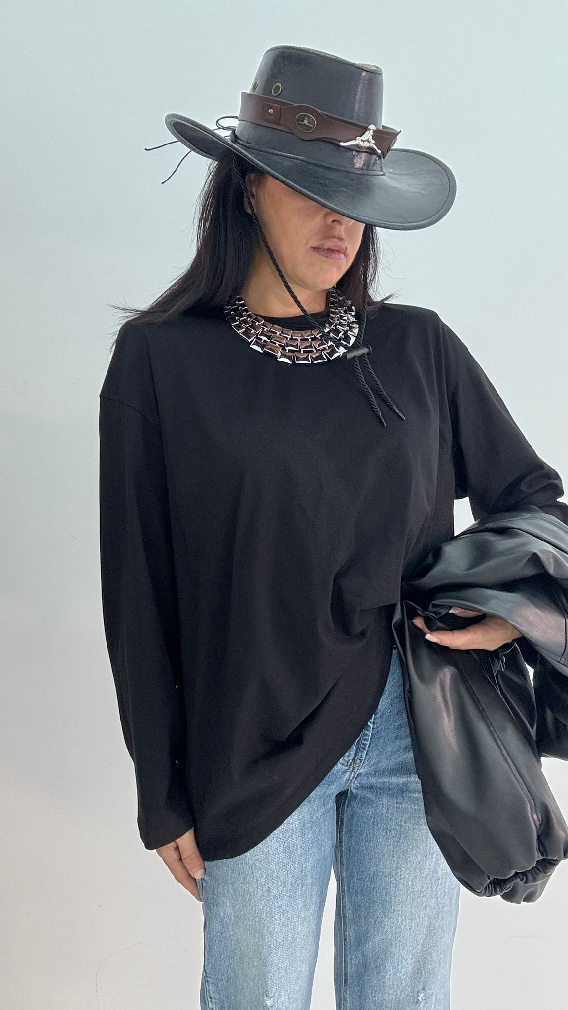 Maglia Just Maxi Over Nero