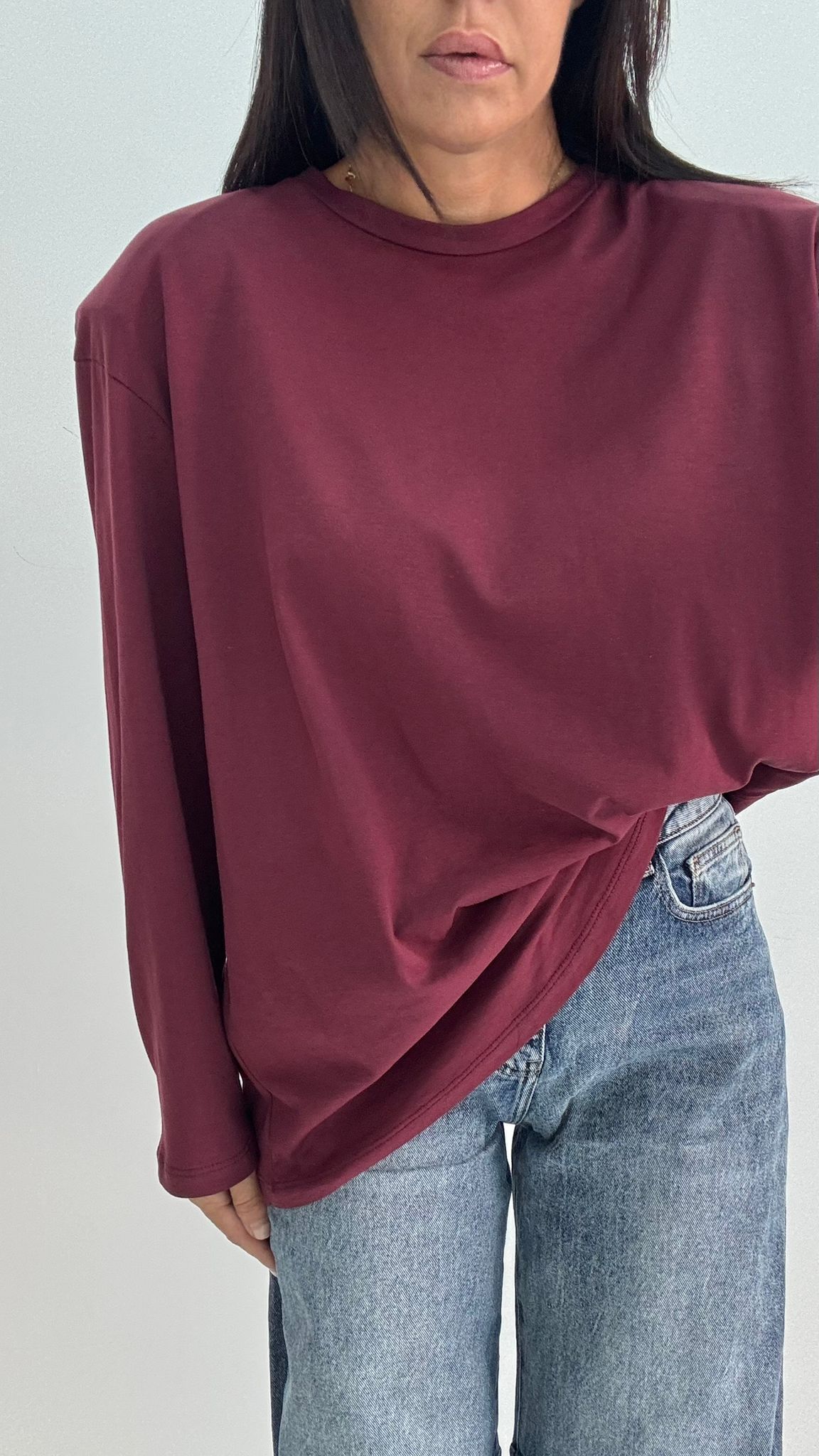 Maglia Just Maxi Over Bordeaux