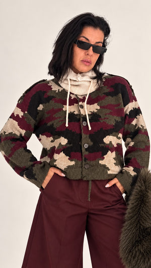 Cardigan Mimetico Bordeaux