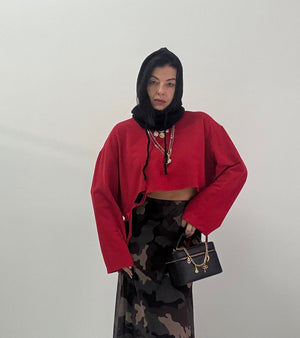 Felpa Garza Crop Rossa