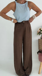 Pantaloni Wide Lino