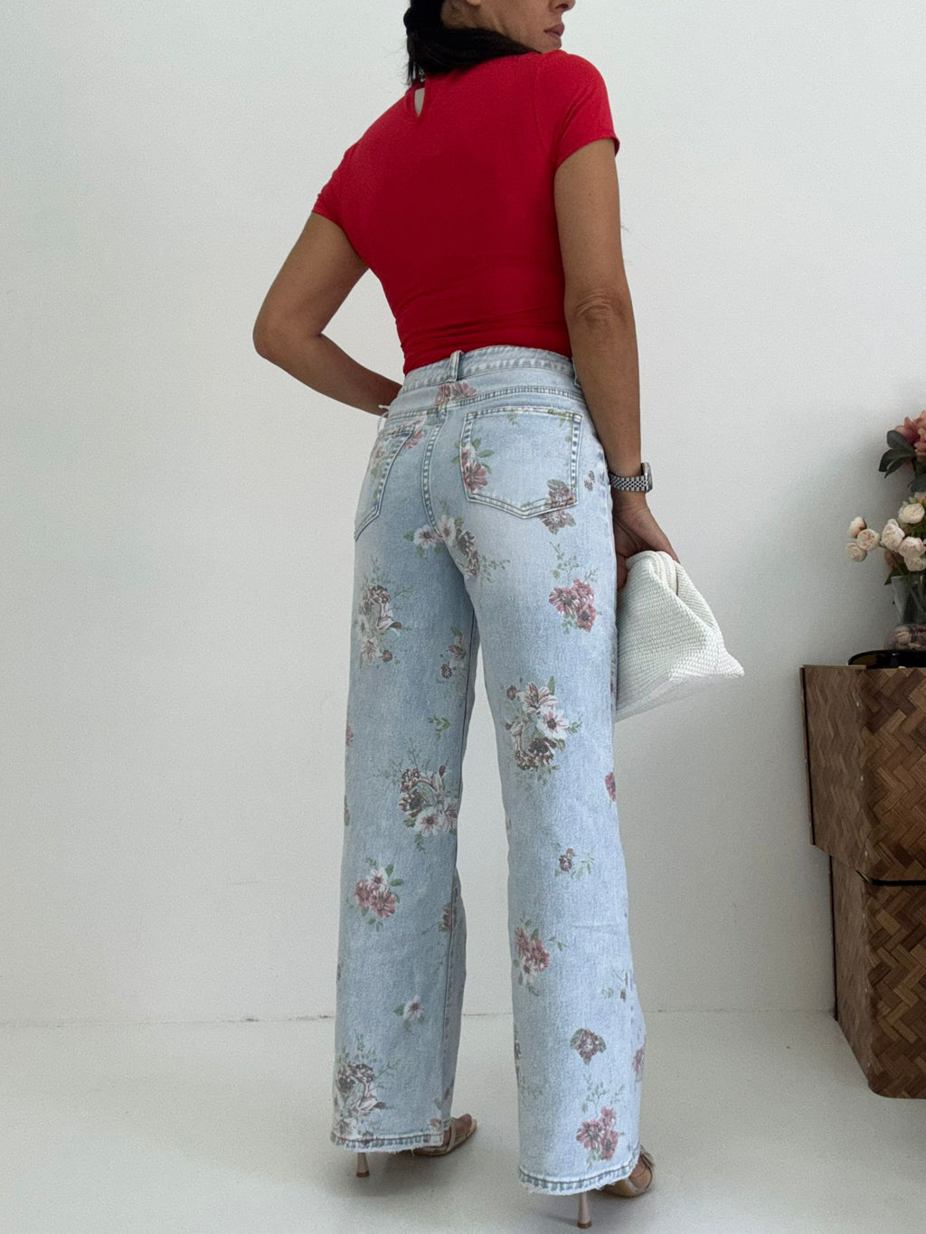 Denim Flower Red