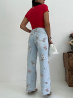 Denim Flower Red