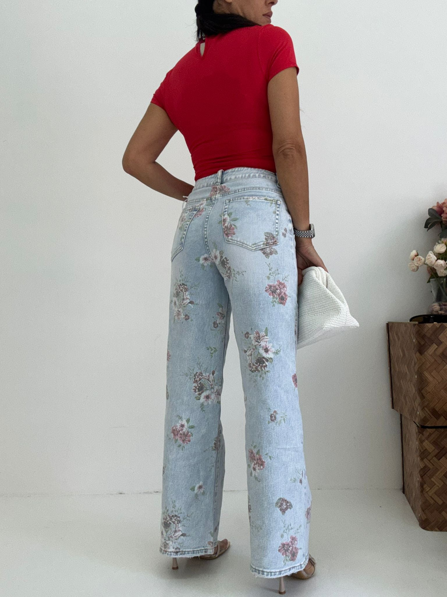Denim Flower Red