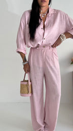 Pantaloni Wide Lino