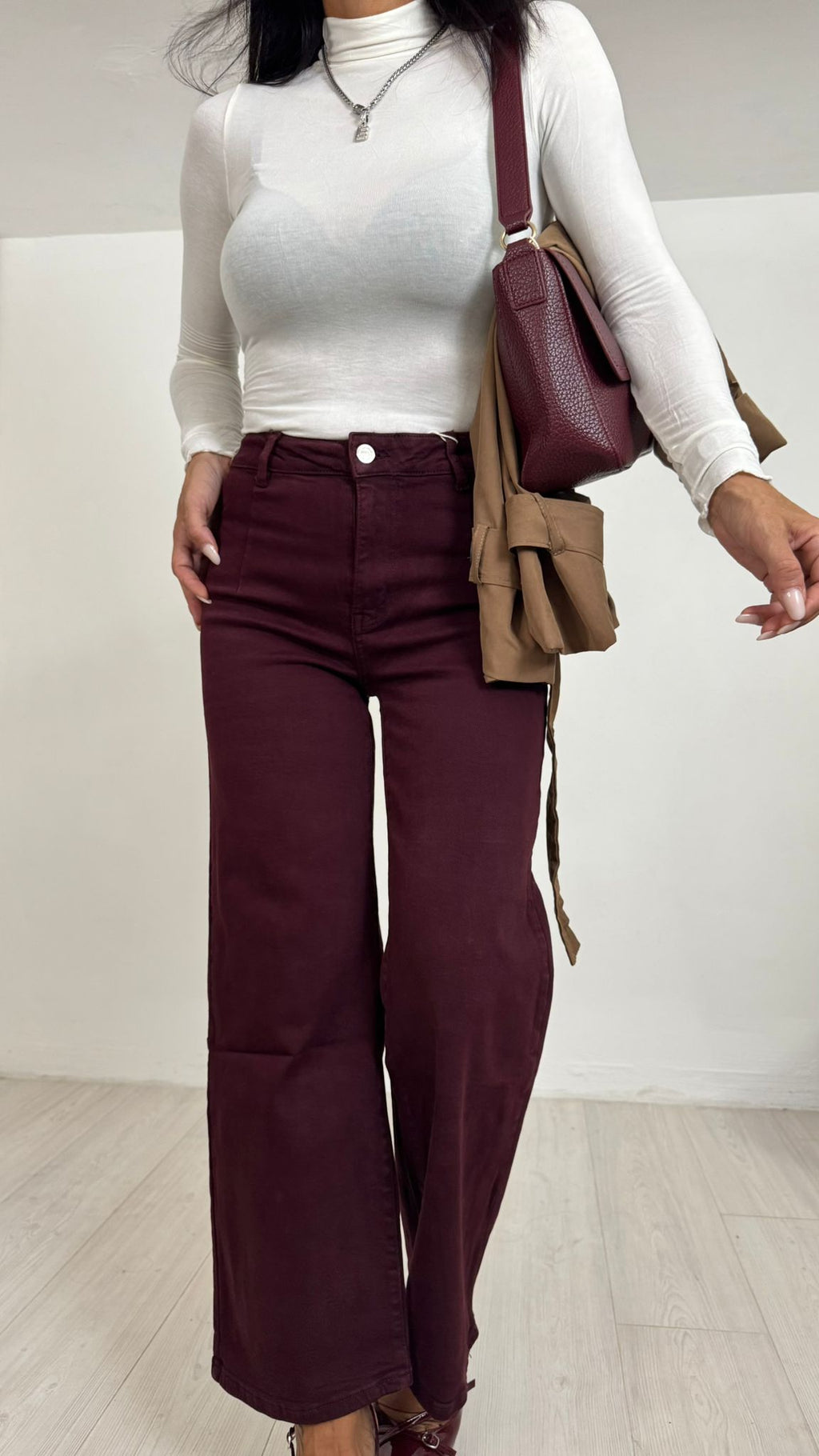 Denim Cropped Bordo