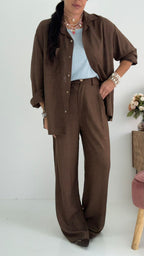 Pantaloni Wide Lino