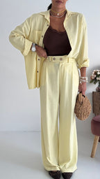 Pantaloni Wide Lino