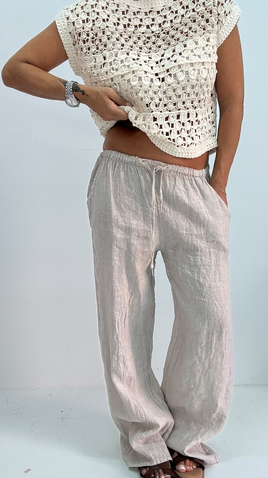 Pantaloni 100% lino